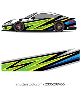 Abstract graphic design of racing vinyl sticker for racing car advertising
