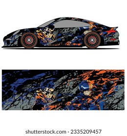 Abstract graphic design of racing vinyl sticker for racing car advertising