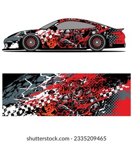 Abstract graphic design of racing vinyl sticker for racing car advertising