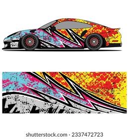 Abstract graphic design of racing vinyl sticker for racing car advertising