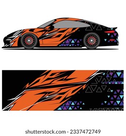 Abstract graphic design of racing vinyl sticker for racing car advertising