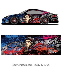 Abstract graphic design of racing vinyl sticker for racing car advertising