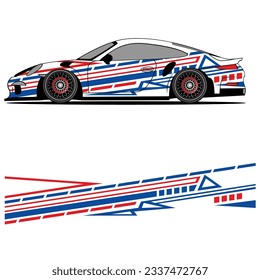 Abstract graphic design of racing vinyl sticker for racing car advertising