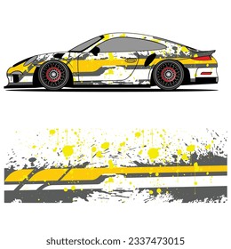 Abstract graphic design of racing vinyl sticker for racing car advertising