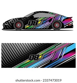 Abstract graphic design of racing vinyl sticker for racing car advertising