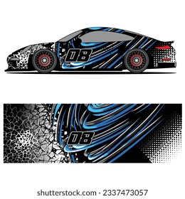 Abstract graphic design of racing vinyl sticker for racing car advertising