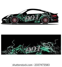 Abstract graphic design of racing vinyl sticker for racing car advertising