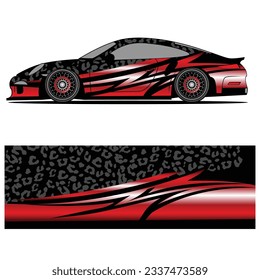 Abstract graphic design of racing vinyl sticker for racing car advertising