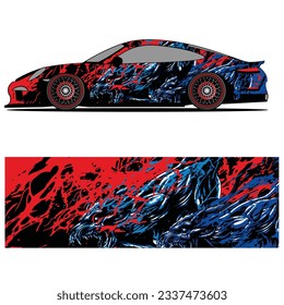 Abstract graphic design of racing vinyl sticker for racing car advertising