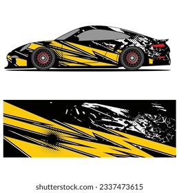 Abstract graphic design of racing vinyl sticker for racing car advertising