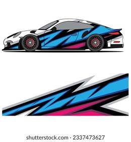 Abstract graphic design of racing vinyl sticker for racing car advertising