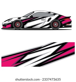 Abstract graphic design of racing vinyl sticker for racing car advertising