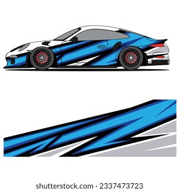 Abstract graphic design of racing vinyl sticker for racing car advertising