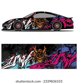 Abstract graphic design of racing vinyl sticker for racing car advertising