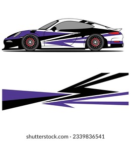 Abstract graphic design of racing vinyl sticker for racing car advertising