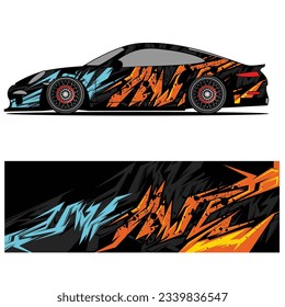 Abstract graphic design of racing vinyl sticker for racing car advertising