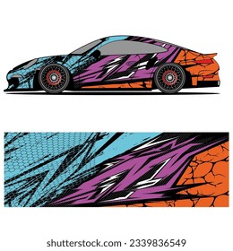 Abstract graphic design of racing vinyl sticker for racing car advertising