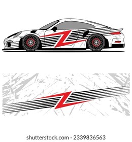 Abstract graphic design of racing vinyl sticker for racing car advertising