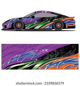 Diseño gráfico abstracto de pegatinas de vinilo para carreras de carros de carreras