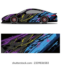Abstract graphic design of racing vinyl sticker for racing car advertising