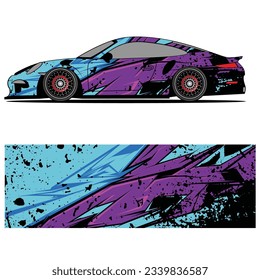 Abstract graphic design of racing vinyl sticker for racing car advertising