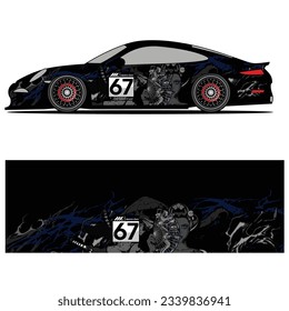 
Abstract graphic design of racing vinyl sticker for racing car advertising