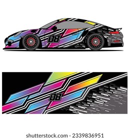 
Abstraktes grafisches Design von Racing-Vinyl-Aufklebern für Rennwagenwerbung