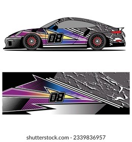 
Abstract graphic design of racing vinyl sticker for racing car advertising