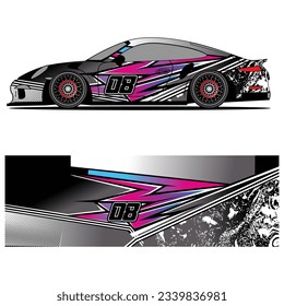 
Abstraktes grafisches Design von Racing-Vinyl-Aufklebern für Rennwagenwerbung