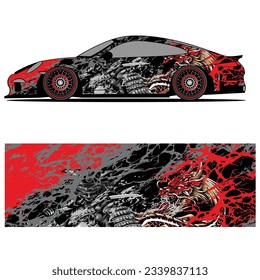 Abstract graphic design of racing vinyl sticker for racing car advertising