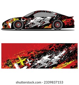 Abstract graphic design of racing vinyl sticker for racing car advertising