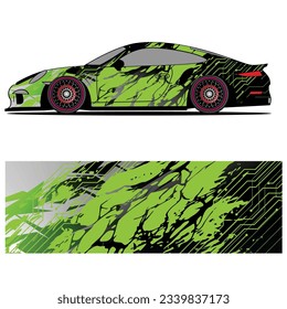 Abstract graphic design of racing vinyl sticker for racing car advertising