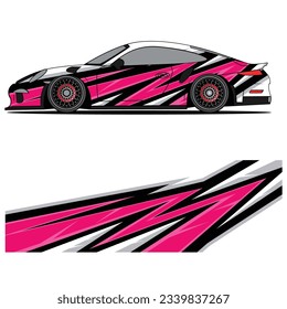 Abstract graphic design of racing vinyl sticker for racing car advertising