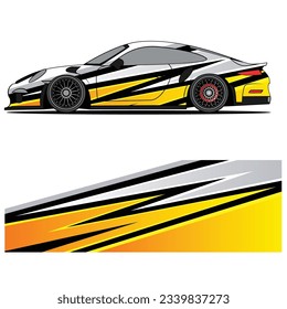 Abstract graphic design of racing vinyl sticker for racing car advertising