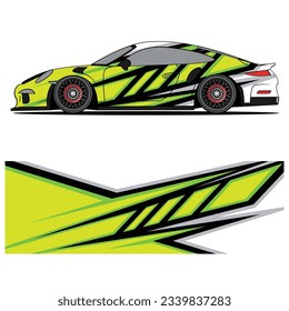 Abstract graphic design of racing vinyl sticker for racing car advertising