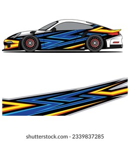 Abstract graphic design of racing vinyl sticker for racing car advertising