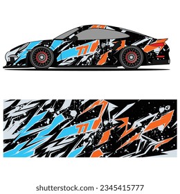 Abstract graphic design of racing vinyl sticker for racing car advertising