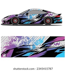 Abstract graphic design of racing vinyl sticker for racing car advertising