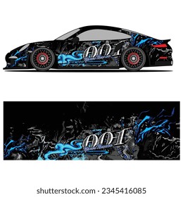 Abstract graphic design of racing vinyl sticker for racing car advertising