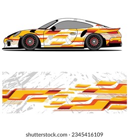 Abstract graphic design of racing vinyl sticker for racing car advertising