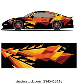 Abstract graphic design of racing vinyl sticker for racing car advertising