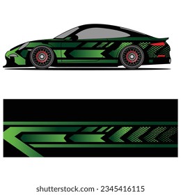 Abstract graphic design of racing vinyl sticker for racing car advertising