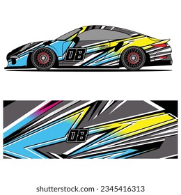 Abstract graphic design of racing vinyl sticker for racing car advertising