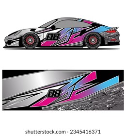 Abstract graphic design of racing vinyl sticker for racing car advertising