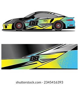 Abstract graphic design of racing vinyl sticker for racing car advertising