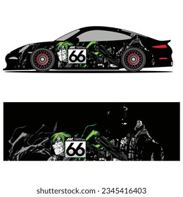 Abstract graphic design of racing vinyl sticker for racing car advertising