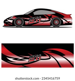 Abstract graphic design of racing vinyl sticker for racing car advertising