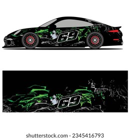 Abstract graphic design of racing vinyl sticker for racing car advertising