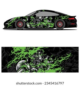 Abstract graphic design of racing vinyl sticker for racing car advertising