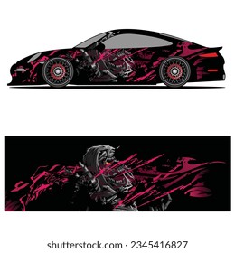 Abstract graphic design of racing vinyl sticker for racing car advertising